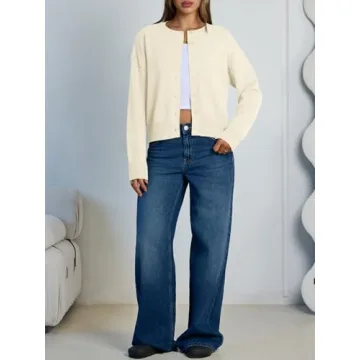 Trendy Queen Cropped Cardigan Sweater Lightweight Women's Fashion