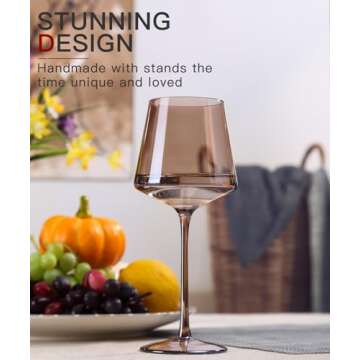 comfit Valentine's Day Gifts,Hand Blown Colored Wine Glasses Set of 6-18oz Multi Colored Square Wine...