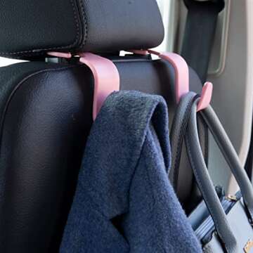 Amooca Universal Car Headrest Hooks, Car Organizer Hanger Storage Hooks for Bag Purse Cloth Grocery ...