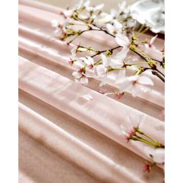 BOXAN Gorgeous Blush Peach Sheer Table Runner 30x120 Inch for Light Peach Romantic Wedding Decor, Bridal & Baby Shower, Birthday Party, Boho Christmas Party Table Decoration