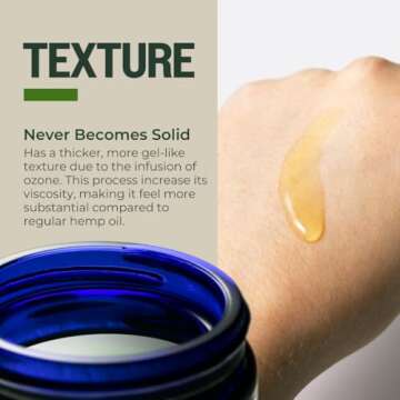 Pur O3 Fully Ozonated Hemp Oil - Pure, Natural, Organic Ozonated Oil - Hemp Oil Skin Care from Ozonated, Oxygenated Hemp Oil - Ozone Oil Hemp in a Glass Jar, 2 oz