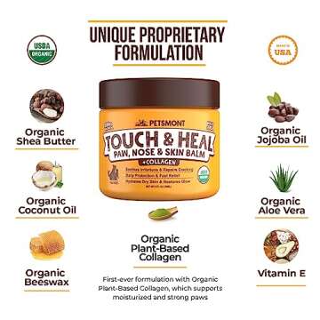 Petsmont Touch & Heal Organic Paw Balm for Dogs 2oz - Cream Lotion Protection Moisturizer Nose Natur...