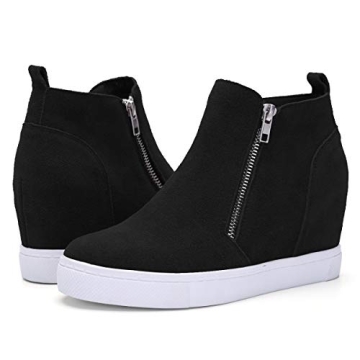 Athlefit Women's Wedge Sneakers Hidden Heel Platform Wedge Booties Hidden Wedgie Sneakers