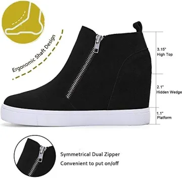 Athlefit Women's Wedge Sneakers Hidden Heel Platform Wedge Booties Hidden Wedgie Sneakers