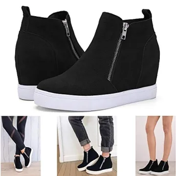 Athlefit Women's Wedge Sneakers Hidden Heel Platform Wedge Booties Hidden Wedgie Sneakers
