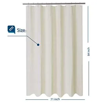 Barossa Design Extra Long Fabric Waffle Weave Shower Curtain 84 inch Height, Hotel Luxury Spa, Water...
