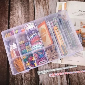 UOONY 36 Grids Craft Organizer Box with Adjustable Dividers