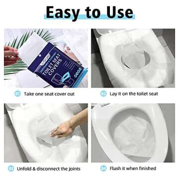 SFOPORD XL 100PCS Toilet Seat Covers Disposable - Flushable Paper Toilet Seat Cover is Travel Accessories, Travel Essentials for Public Restrooms, Airplane, Campin