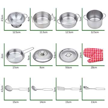 Yellora Kitchen Pretend Play Toys with Stainless Steel Cookware Pots and Pans Toys for Kids, Cooking...