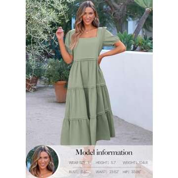 KIRUNDO Casual Maxi Dress with Pockets for Women 2024