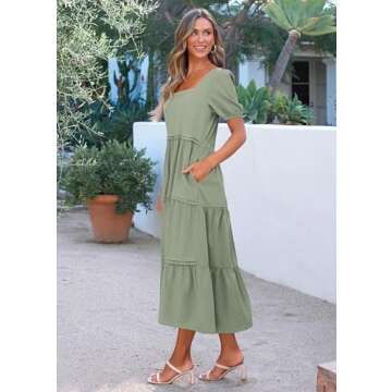 KIRUNDO Casual Maxi Dress with Pockets for Women 2024