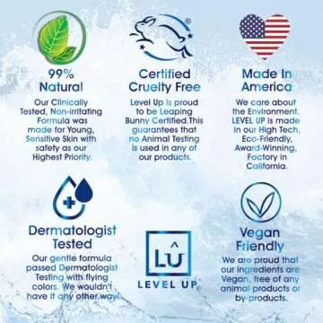 Level Up Boys Deodorant: Aluminum-Free, Alcohol-Free, Paraben-Free, 24 Hr Odor Protection, Clean Fresh Scent, Kids & Tweens, Made in the USA