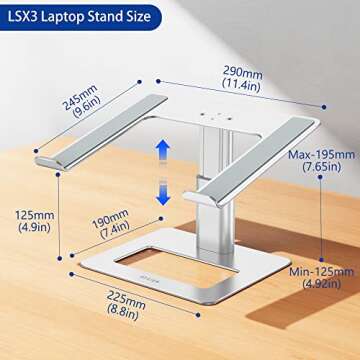 BESIGN LSX3 Aluminum Laptop Stand, Ergonomic Adjustable Notebook Stand, Riser Holder Computer Stand Compatible with Air, Pro, Dell, HP, Lenovo More 10-15.6" Laptops (Silver)