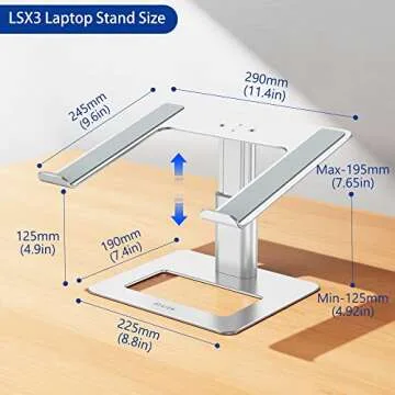 BESIGN LSX3 Aluminum Laptop Stand, Ergonomic Adjustable Notebook Stand, Riser Holder Computer Stand Compatible with Air, Pro, Dell, HP, Lenovo More 10-15.6" Laptops (Silver)