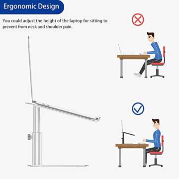 BESIGN LSX3 Aluminum Laptop Stand, Ergonomic Adjustable Notebook Stand, Riser Holder Computer Stand Compatible with Air, Pro, Dell, HP, Lenovo More 10-15.6" Laptops (Silver)