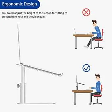 BESIGN LSX3 Aluminum Laptop Stand, Ergonomic Adjustable Notebook Stand, Riser Holder Computer Stand Compatible with Air, Pro, Dell, HP, Lenovo More 10-15.6" Laptops (Silver)