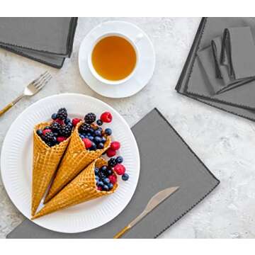 TWINY threads Set of 12 Decorative Edges Cloth Napkins 100% Cotton 18x18 Inch - Washable, Resuable, ...
