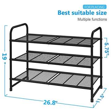 Versatile 3 Tier Stackable Shoe Rack for Home Organization