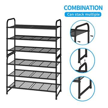 Versatile 3 Tier Stackable Shoe Rack for Home Organization