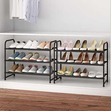 Versatile 3 Tier Stackable Shoe Rack for Home Organization