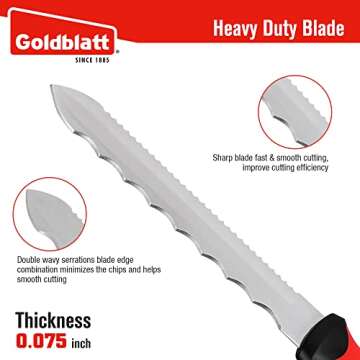 Goldblatt Insulation Knife, 8 Inch Stainless Steel Blade - Serrated Sharp Double Side Utility Knife ...