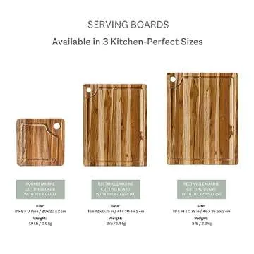Teakhaus Marine Cutting Board with Juice Groove - Medium Rectangle Cutting Board with Corner Hole - Reversible Teak Edge Grain Wood - Knife Friendly - FSC Certified