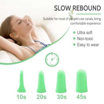 LYSIAN Ultra Soft Foam Earplugs for Sleep Sound Proof-38dB SNR Noise Free Ear Plugs for Sleeping Noise Cancelling, Snoring, Shooting,Work-60 Pairs-Green