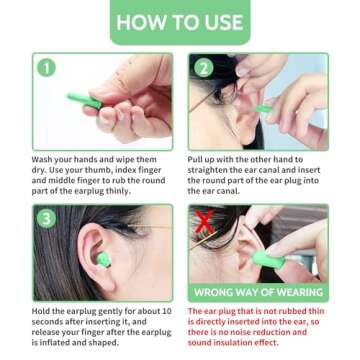 LYSIAN Ultra Soft Foam Earplugs for Sleep Sound Proof-38dB SNR Noise Free Ear Plugs for Sleeping Noise Cancelling, Snoring, Shooting,Work-60 Pairs-Green