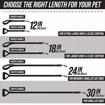 Leash Boss Short Dog Leash for Dog Training | Padded Traffic Handle Short Leash for Dog Training, Total Comfort When Dog Walking | Traffic Leash for Dogs Large, Medium, Small | Short Nylon Dog Lead