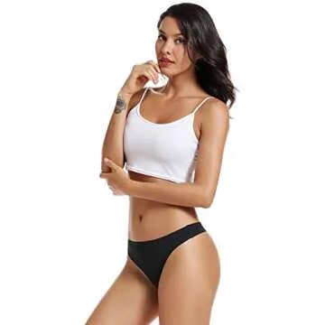 voenxe Seamless Women Underwear Thongs,No Show Ladies Thong,Invisible No Line Breathable Comfortable Panties Undies,Womens No Seam Soft Wide Gusset Tanga,Legging Underpants for Woman 5-Pack