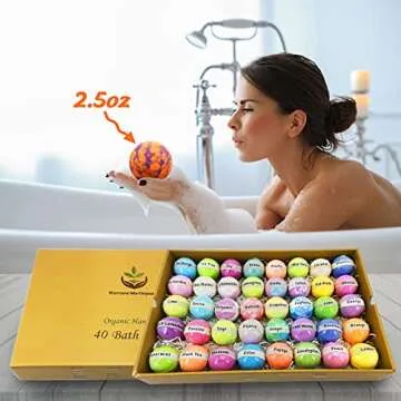 Natural Bath Bombs Gift Set - 40 Large Nurture Me Organic Bath Bombs for Women Men & Kids! Infused with Essential Oils! Bulk Individually Wrapped Bath Bomb Set. 40 Unique Aromatherapy Spa Bombs!…