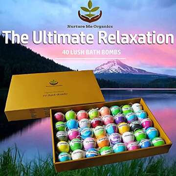 Natural Bath Bombs Gift Set - 40 Large Nurture Me Organic Bath Bombs for Women Men & Kids! Infused with Essential Oils! Bulk Individually Wrapped Bath Bomb Set. 40 Unique Aromatherapy Spa Bombs!…