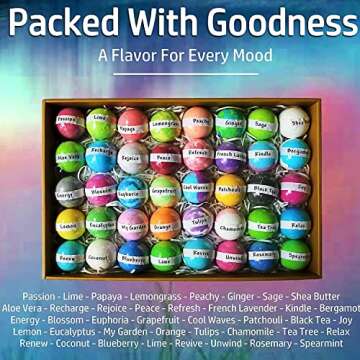 Natural Bath Bombs Gift Set - 40 Large Nurture Me Organic Bath Bombs for Women Men & Kids! Infused with Essential Oils! Bulk Individually Wrapped Bath Bomb Set. 40 Unique Aromatherapy Spa Bombs!…