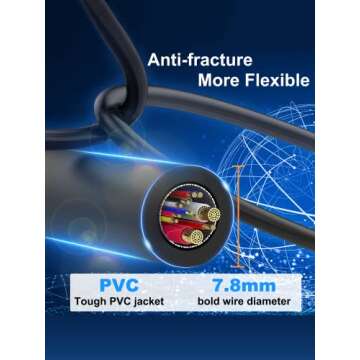 Dacrown Cat 8 Ethernet Cable 50 ft Shielded, Indoor&Outdoor, Heavy Duty High Speed Direct Burial 26AWG Network Wire, 40Gbps 2000Mhz SFTP Patch Cord, in Wall&Weatherproof RJ45 Cable for Router/Modem