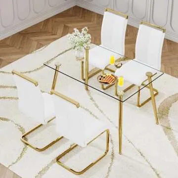 Ebullient Glass Dining Table Set for 4 - Elegant Design