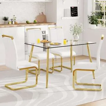 Ebullient Glass Dining Table Set for 4 - Elegant Design