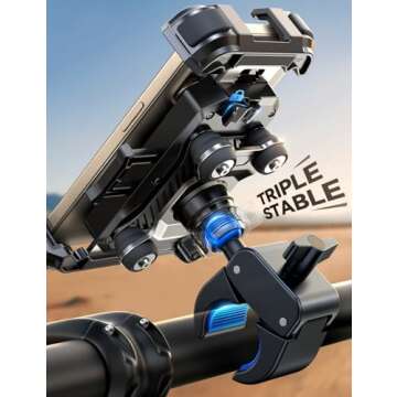 JOYROOM Motorcycle Phone Mount - Secure & Anti-Shock Holder