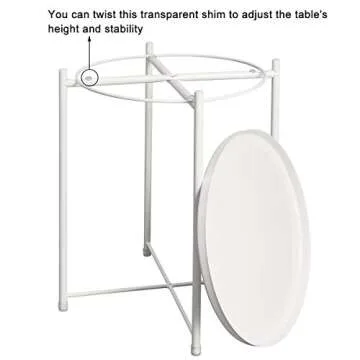 HollyHOME Tray Metal End Table, Sofa Table Small Round Side Tables, Anti-Rust and Waterproof Outdoor & Indoor Snack Table, Accent Coffee Table,（H） 20.28" x（D） 16.38", White