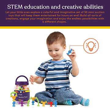 Suction Construction Bath Toys for Kids - 50-Pcs Set