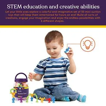 Suction Construction Bath Toys for Kids - 50-Pcs Set