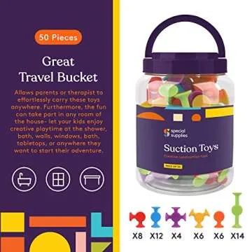 Suction Construction Bath Toys for Kids - 50-Pcs Set