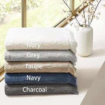 INK+IVY Nova 100% Cotton Terry Bath Towel Set, Soft Dobby Slub Fabric with Fringe Hem Design, Plush and Highly Absorbent, Premium Quality for Bathroom, Machine Washable, Multi-Sizes Taupe 6 Piece