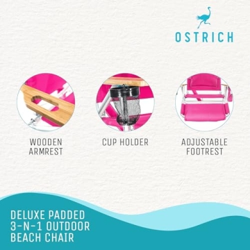 Deluxe Ostrich Beach Chair - 3 in 1 with Comfort Features
