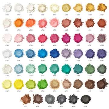 ARTEZA Mica Powder for Epoxy Resin, Set of 60, Assorted Colors, 0.18 oz Bottles, Mica Powder for Can...