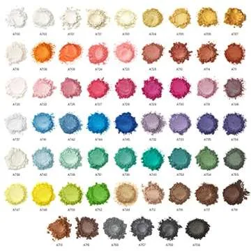 ARTEZA Mica Powder for Epoxy Resin, Set of 60, Assorted Colors, 0.18 oz Bottles, Mica Powder for Can...