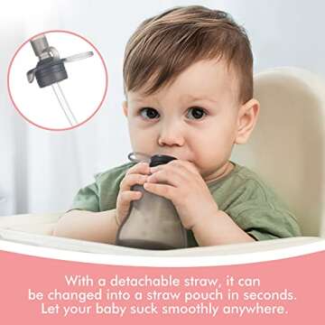 haakaa Reusable Silicone Food Pouch, Baby Food Storage Pouch, Refillable Squeeze Pouch for Kids, Compatible with haakaa Breastmilk Storage Bags, 130ml, 1pc