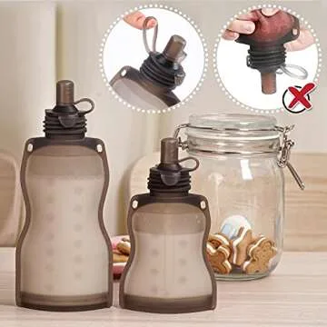 haakaa Reusable Silicone Food Pouch, Baby Food Storage Pouch, Refillable Squeeze Pouch for Kids, Compatible with haakaa Breastmilk Storage Bags, 130ml, 1pc