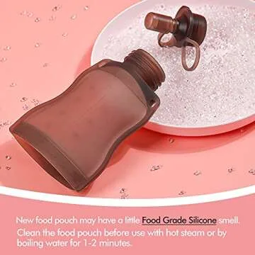 haakaa Reusable Silicone Food Pouch, Baby Food Storage Pouch, Refillable Squeeze Pouch for Kids, Compatible with haakaa Breastmilk Storage Bags, 130ml, 1pc