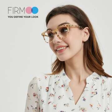 Firmoo Blue Light Blocking Glasses, Anti Headache Anti Eyestrain, Oversized Blue Light Glasses Computer Glasses Blue Light Blocker for Women Men（Ivory Pattern）