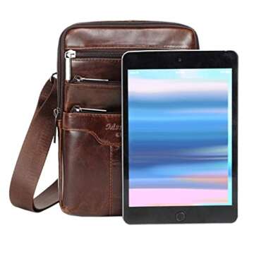 Small Leather Sling Shoulder Bag Messenger Pack for Men Women Travel Business Crossbody Pouch Phone ...